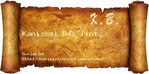 Kanizsai Bálint névjegykártya